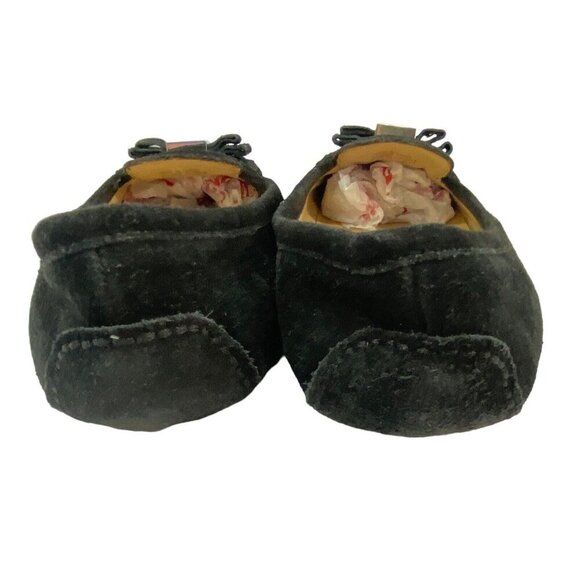 MICHAEL KORS Women Suede Flat Loafers Size 8 Black Leather Caroline Moccasins - Picture 4 of 10